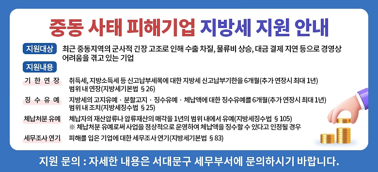 �ߵ� ���� ���ر�� ���漼 ���� �ȳ�  - ������� : �ֱ� �ߵ������� ������ ���� ������ ���� ���� ����, ������ ���, ��� ���� ���� ������ �濵�� ������� �ް� �ִ� ���  - �������� :   �� (���ѿ���) ��漼, ����ҵ漼 �� �Ű����μ��� ���� ���漼 �Ű����α����� 6����(�߰� ����� �ִ� 1��) ���� �� ����(���漼�⺻�� ��26)  �� (¡������) ���漼�� ��������‧���Ұ���‧¡������‧ü���׿� ���� ¡�������� 6����(�߰� ����� �ִ� 1��) ���� �� ��ġ(���漼¡���� ��25)  �� (ü��ó�� ����) ü������ ���з��� �з������ �Ű��� 1���� ���� ������ ����(���漼¡���� ��105) �� ü��ó�� �����ν� ����� ���������� ��Ͽ� ü������ ¡���� �� �ִٰ� ������ ���  �� (�������� ����) ���ظ� ���� ����� ���� �������� ����(���漼�⺻�� ��83)  - ���� ���� : �ڼ��� ������ ���빮�� �����μ��� �����Ͻñ� �ٶ��ϴ�.