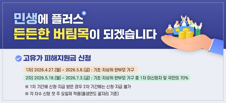 �λ��� �÷��� ����� �������� �ǰڽ��ϴ� ������ ���������� ��û 1��) 2026.4.27.(��) ~ 2026.5.8.(��) : ���ʡ����������Ѻθ� ���� 2��) 2026.5.18.(��) ~ 2026.7.3.(��) : ���ʡ����������Ѻθ� ���� �� 1��                                          �̽�û�� �� ������ 70% �� 1�� �Ⱓ�� ��û������ ���� ��� 2�� �Ⱓ���� ��û������ �Ұ� �� �� ���� ��û ù �� ������ ����(������� ���ڸ� ����)