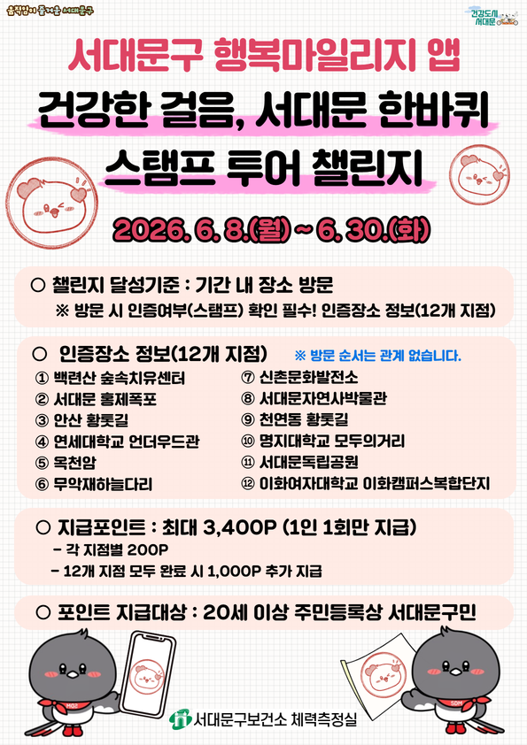 [서대문구] 건강한 걸음, 서대문 한바퀴 스탬프 투어